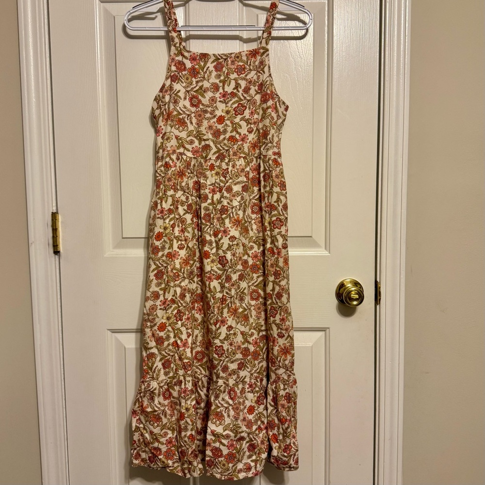 Old Navy Girl Dress Multicolor Floral Cottagecore Summer Fall Sz XL 14-16